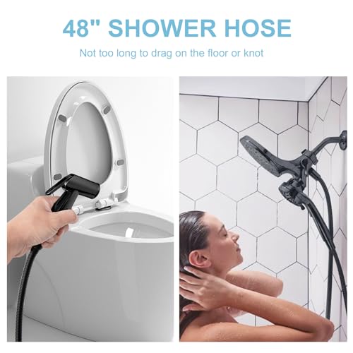 OFFO Shower Hose, 48 in Bidet Hose High Pressure Explosion Proof Toilet Hose for Bidet Sprayer Stainless Steel Electroplating Handheld Shower Hose Flex Hoses with Woven Inner Tube, Matte Black - color: Matte Black, size: 48 in