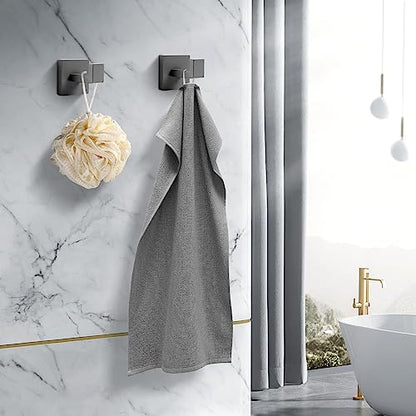 Heavy Duty 33 Lbs Stainless Steel Towel Hooks, Wall Mounted Square Robe Hooks for Bathroom, Kitchen, Bedroom, Hotel 2 Pack Grey - color: Gray