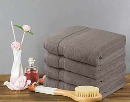 Towel and Linen Mart 4 Pieces Bath Towel Sets - Silver - 2 ply Low Twist Soft Feel Luxurious,Quick Dry, Extra Absorbent, 100% Ring Spun Cotton 600 GSM (27 x 54, Pack of 4) - color: Silver