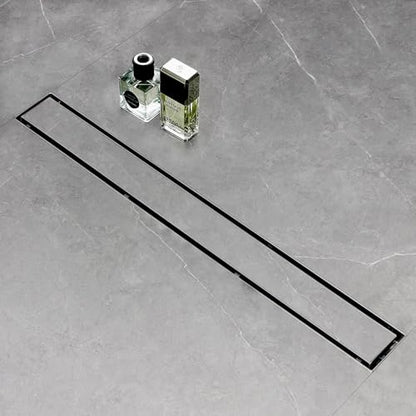 SaniteModar Linear Shower Drain 24 inch Brushed with Tile Insert Panel | AISI 304 Stainless Steel Brushed Linear Dain Rectangle Shower Floor Drain with Hair Strainer and Leveling Feet - color: Tile Insert Grate, size: 24 inch