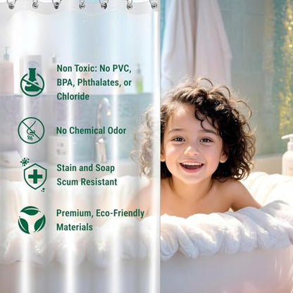 Bowery Home NOT Made in China Eco-Friendly Recycled PEVA Shower Curtain Liner – Waterproof, Sustainable, Non-Toxic Shower Curtain Liner, with Rust-Proof Grommets, 72x72IN, 8G – Clear - color: 8g / Clear