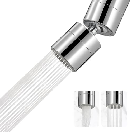 Hibbent Metal NSF/ANSI/CAN 372 Faucet Aerator with Dual-function, Silver | Kitchen Sink Aerator, Bathroom Sink Sprayer Attachment, Faucet Replacement Part 55/64'' Female Thread - color: Silver, style: Classic 360 Degree Faucet Aerator
