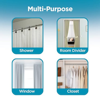 BLACK+DECKER Tension Shower Curtain Rod 42-72 Inch – Drill-Free Adjustable Curtain Rod, Rust-Resistant Stainless Steel Tension Curtain Rod for Shower, Bathroom, Window, Closet – 35 lb Capacity - color: Satin