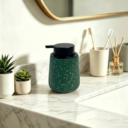 Ceramic Foaming Soap Dispenser - 14.5 oz Foam Hand Soap Dispenser Bathroom, Modern Refillable Dish Wash Soap Bottle for Kitchen with Large Easy-to-Press Pump (Green) - color: Green