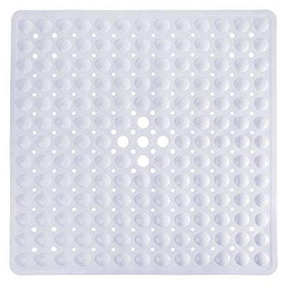 Yimobra Shower Mat 21X21 Inch Square, Non Slip Bathtub Mat with Large Suction Cups&Drain Holes, Soft Fast Dry Shower Stall Mats for Inside Shower, Machine Washable BPA-Free, Bath Essentials, White - color: White, size: 21 x 21 inches