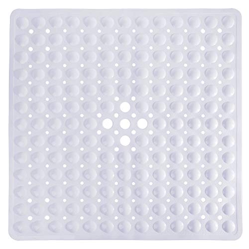 Yimobra Shower Mat 21X21 Inch Square, Non Slip Bathtub Mat with Large Suction Cups&Drain Holes, Soft Fast Dry Shower Stall Mats for Inside Shower, Machine Washable BPA-Free, Bath Essentials, White - color: White, size: 21 x 21 inches