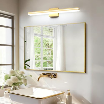SineRise 32-Inch LED Modern Bathroom Vanity Light Bar, Gold Modern Acrylic Bathroom Wall Lighting Fixtures Over Mirror (Cool White 6000K) - color: Gold-Cool White, size: 32-Inch