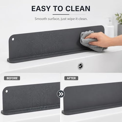 19.2 Inch (49 cm) Silicone Sink Splash Guard with Suction Mount, Kitchen Faucet Water Splash Guard, Anti-Splash Sink Protector for Countertop Behind Faucet