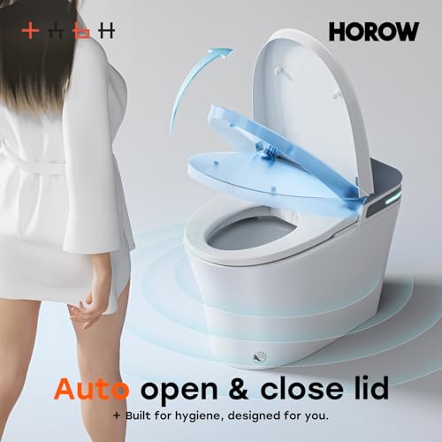 HOROW Bidet Toilet 10" Rough-in, Smart Toilet with Auto Open/Close Lid, Smart Toilet with Bidet Built-in, Instant Warm Water, Elongated Heated Seat, Dryer, Blackout Flushing and Deodorization - style: HR-T37