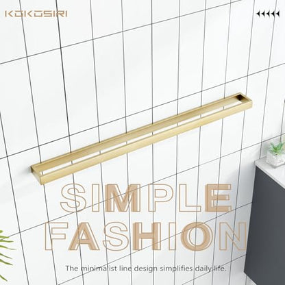 KOKOSIRI Towel Bar Brushed Gold Bath Towel Holder 32 Inch Kitchen Towel Hanger Rack Stainless Steel Bathroom Hardware Wall Mounted, 1 Pack B4008BG-L32 - color: Brushed Gold, size: 32-Inch