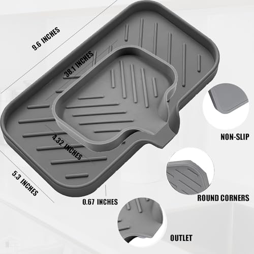 2 PC Sponge Stand for Kitchen Sink and Soap Tray for Bathroom Sink, Silicone Soap Tray with Drain and Toothbrush Holder, Utensil Dispenser, Tray, and Kitchen Tool Manager