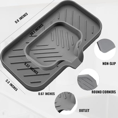2 PC Sponge Stand for Kitchen Sink and Soap Tray for Bathroom Sink, Silicone Soap Tray with Drain and Toothbrush Holder, Utensil Dispenser, Tray, and Kitchen Tool Manager
