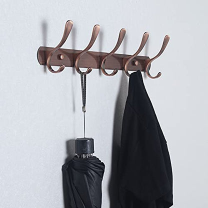SKOLOO Coat Rack Wall Mount - Modern, Metal Wall Coat Rack with 5 Hooks, Sturdy Wall Hook Rack Rail for Hanging Coat, Jacket, Clothes, Hat, Red Copper - color: Retro Red
