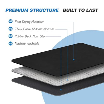 Dish Drying Mat Coffee Mat Drying Pad Hide Stain Absorbent with Rubber Backed for Kitchen Counter,Coffee Machine Dish Rack (Black, 16"x24") - size: 24" x 16"