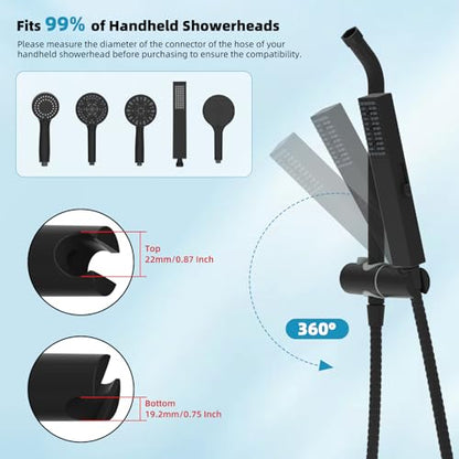 Hibbent Shower Slide Bar with Handheld Shower Head Holder, Stainless Steel Shower Arm Extension Sliding Bar, Height & Angle Adjustment Showerhead Holder, Matte Black - color: Matte Black