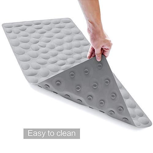 Non-Slip Bathtub Mat OTHWAY Soft Rubber Bathroom Bathmat with Strong Suction Cups (Grey) - color: Grey, size: 31.5" x 16" (Rectangular)