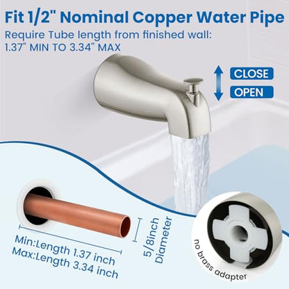 Airuida 6 Inch Shower Faucet Set,Bathtub Faucet Kit,Brushed Nickel | Shower Tub Faucet Set,Male Threads Rough-In Valve,Square Head Shower System - color: Nickel, size: 6 Inch