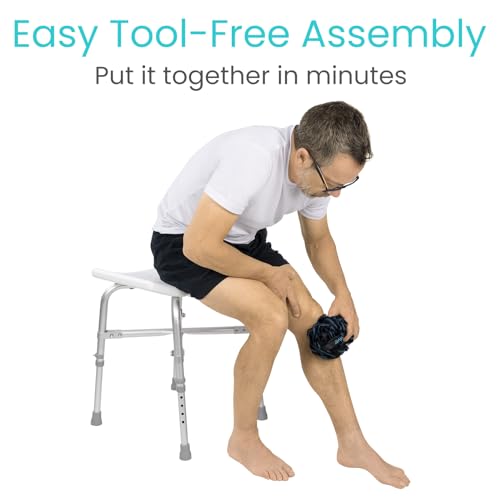 Vive Heavy Duty Bariatric Shower Chair | Bath Stool & Bathtub Seat for Inside Tub Elderly, Seniors, Handicap & Disabled Adults- Non-Slip, Adjustable, Supports 550 lbs - size: Bariatric