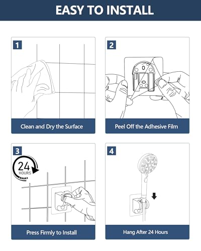 Handheld Shower Head Holder Super Strong Adhesive No Drill Adjustable Wall Mount for Hand Held Wand, Ideal for Kids, Elderly, and Short Users (Brushed Nickel) - color: Brushed Nickel