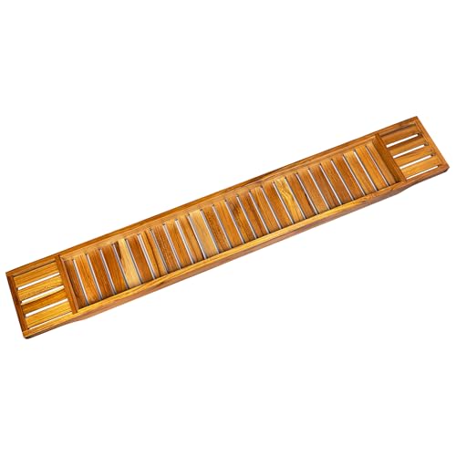 VaeFae Teak Bathtub Tray, Wooden Bath Caddy for Bathtub, Bath Tub Wood Table for Tub, 39.8" x 6" x 1.8" - size: 39.8" x 6" x 1.8"