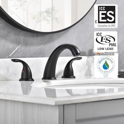 Sumerain Widespread 8 inch Bathroom Faucet - Black Basin Faucet with Two Handles - color: Matte Black