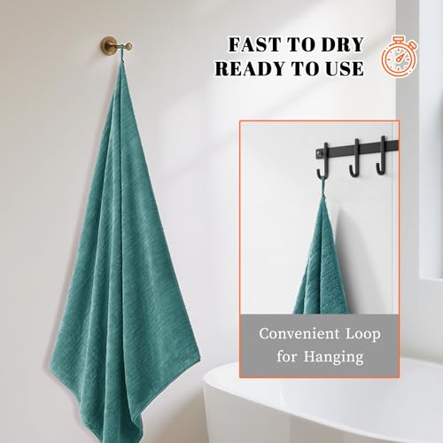 Bath Towels Set of 4 Extra Large 35 x 70 Inches,Luxury Thick High Absorbent and Quick Dry Bath Sheet,Ultra Soft Microfiber,Bathroom,Beach,Yoga,Sport,SPA,Fitness (Teal Green) - color: Teal Green, style: 4 Piece Bath Towels