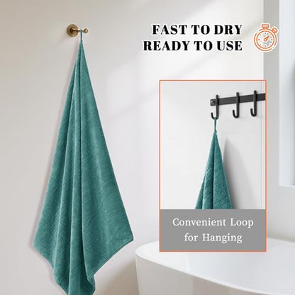 Bath Towels Set of 4 Extra Large 35 x 70 Inches,Luxury Thick High Absorbent and Quick Dry Bath Sheet,Ultra Soft Microfiber,Bathroom,Beach,Yoga,Sport,SPA,Fitness (Teal Green) - color: Teal Green, style: 4 Piece Bath Towels