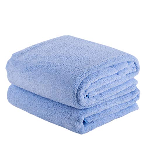 JML Microfiber Bath Towels, 30"x60", 2 Pack, Blue | 350GSM, Haning Loop, Super Soft & Absorbent, Quick drying, Lint Free, Fade Resistant, Use for Hair Wrap & SPA - color: Blue, size: 30 in x 60 in