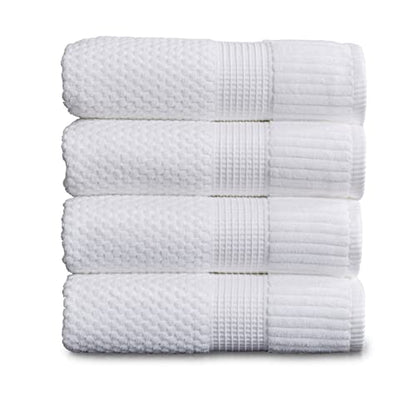 NY Loft 100% Cotton 4-Pack Bath Towel Set | White | Oeko-TEX | Quick-Dry | Four 30" x 52" Bath Towels | Super Absorbent | Designer-Styled Texture - color: Bright White, size: Bath Towel (4 Pack)