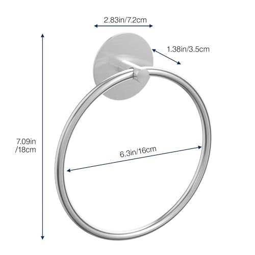 Nickel Brushed Bathroom Towel Ring - SUS304 Stainless Steel Bathroom Towel Rack, Susswiff Adhesive Wall Mounted Hand Towels Holder, Towel Hanger for Bathroom Organizer, Kitchen Storage - color: Nickel Brushed