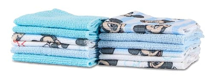 Disney Baby Washcloths 12 Pack – Ultra Soft Baby Wash Cloths, Lilo & Stitch (Stitch & Angel), Winnie the Pooh & Mickey Mouse, Absorbent Newborn Bath Essentials - color: Mickey Mouse