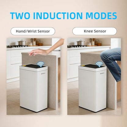 8 Gallon Touchless Kitchen Trash Can with Motion Sensor Lid, Smart Stainless Steel Garbage Can with Air-Press Bag Expander for Home, Office & RV - size: 8 Gallon-Standard