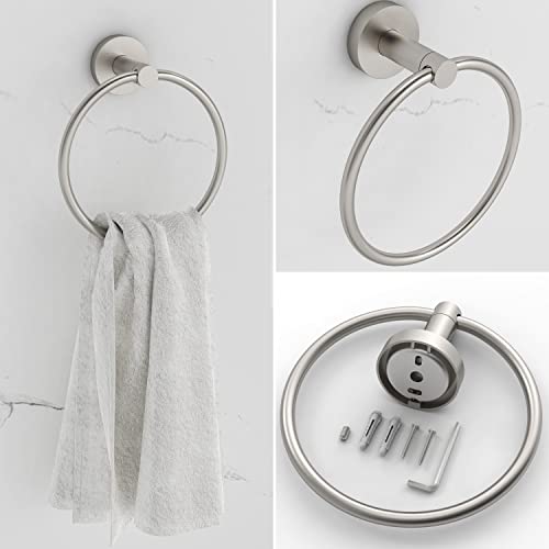 RARXTR 3pc Bathroom Hardware Set with Brushed Toilet Paper Holder & Towel Ring & Towel Bar SUS304 Stainless Steel Toilet Paper Roll Holder Wall Mount & Bathroom Towel Holder & Towel Rack Set - color: Brushed Nickel, size: 3-Piece