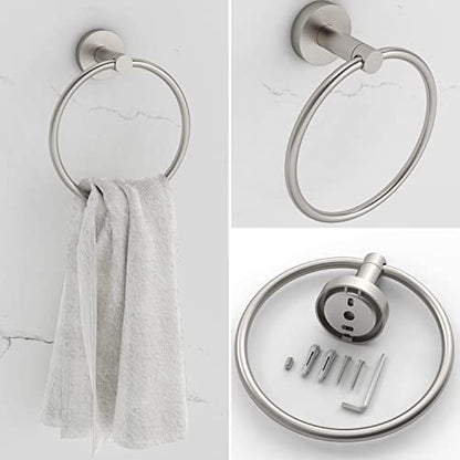 RARXTR 3pc Bathroom Hardware Set with Brushed Toilet Paper Holder & Towel Ring & Towel Bar SUS304 Stainless Steel Toilet Paper Roll Holder Wall Mount & Bathroom Towel Holder & Towel Rack Set - color: Brushed Nickel, size: 3-Piece