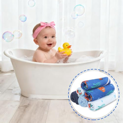 Baby Washcloths, 24Pack Baby Wash Cloths Extra Soft & Ultra Absorbent, Baby Towels and Washcloths Face Towels for Unisex Boys Girls Body, Washclothes Gentle on Sensitive Skin, 9x9 Fish - color: Fish