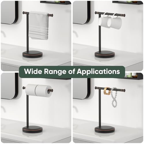 Hoimpro Hand Towel Holder Stand Bathroom Towel Bar Rack Countertop Bronze | Free Standing Towel Hanger Ring for Bathroom Kitchen Vanity Counter,13 Inch, Stainless Steel, Bath Accessories , Oil Rubber - color: Oil Rubbed Bronze