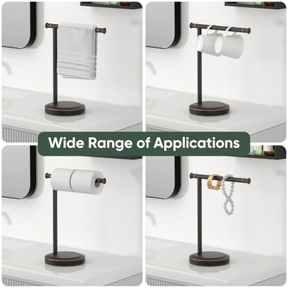 Hoimpro Hand Towel Holder Stand Bathroom Towel Bar Rack Countertop Bronze | Free Standing Towel Hanger Ring for Bathroom Kitchen Vanity Counter,13 Inch, Stainless Steel, Bath Accessories , Oil Rubber - color: Oil Rubbed Bronze