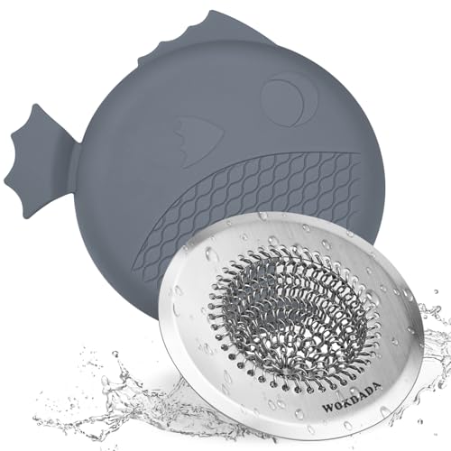 Shower Hair Drain Catcher & Bathtub Drain Stopper Set, 4.4" | Reversible Flip Clean, Anti-Clog Mesh, Fast Drainage, Anti-Slip Base, Rust-Proof, for Bathtub & Shower Drains, Patented - color: Gray Silver