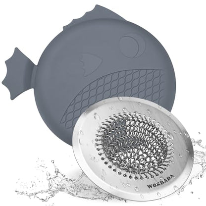 Shower Hair Drain Catcher & Bathtub Drain Stopper Set, 4.4" | Reversible Flip Clean, Anti-Clog Mesh, Fast Drainage, Anti-Slip Base, Rust-Proof, for Bathtub & Shower Drains, Patented - color: Gray Silver