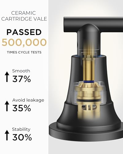 FORIOUS Black Bathroom Faucet 3 Hole, 8" Widespread Bathroom Vanity Faucet | 8 Inch Widespread Bathroom Faucet 3 hole Vanity and 4 Inch Bathroom Faucet Centerset 2 Hole for B2B Commercial, Spare Aerator - color: Matte Black, style: Modern
