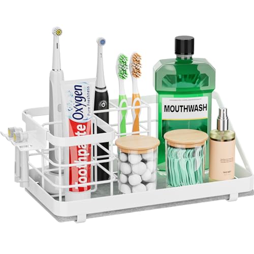 Toothbrush Holders Instant-Drying Organizer - Bathroom Countertop/Wall Mounted Electric Toothbrush Holder - Toothbrush Head Toothpaste Holder, Bathroom Counter Organizers and Storage, White - color: White