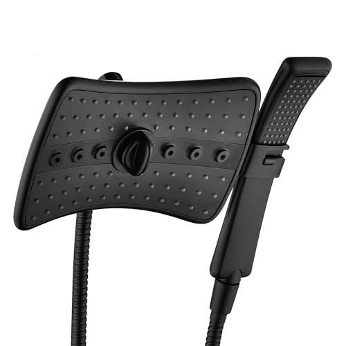BRIGHT SHOWERS High Pressure Dual Shower Head Combo with Rainfall & Handheld, 4 Spray Settings, Tool-Free Installation, 60" Stainless Steel Hose, Matte Black - color: Matte Black, size: 1.8 Gallon Per Minute