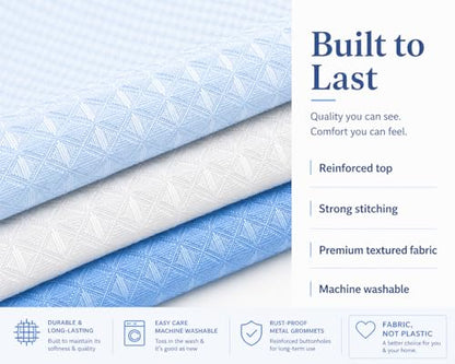 Dainty Home Ombre Waffle Weave Shower Curtain 70 x 72 Blue Textured Fabric Shower Curtain, Hotel Style Waffle Weave Bathroom Curtain, Water Resistant Polyester Ombre Shower Curtain - color: Aqua Blue