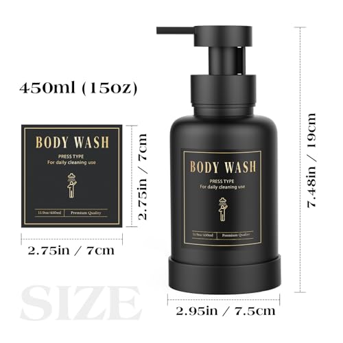 Luxspire Glass Foaming Soap Dispenser 15oz Hand Soap Bottle, Black, 2 Pack | Anti-drip pump, wide mouth easy refill, non-slip silicone base, 7 waterproof labels, bathroom and kitchen sink use - color: Black