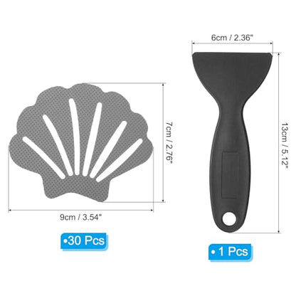 PATIKIL 30 Pcs Non Slip Bathtub Stickers, Anti Slip Shower Stickers with Scraper Bathroom Shower Floor Decals Sea Shell Shape Cute Treads Tubs, Gray - color: Gray