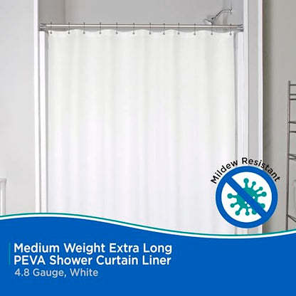 Kenney KN61469 Medium Weight 5 Gauge Extra Long Waterproof PEVA Shower Curtain Liner with Rust-Resistant Metal Grommets and Weighted Magnetic Hem for Bathroom, 70" W x 78" H, White - color: White, size: 70"W x 78"L (Pack of 1)