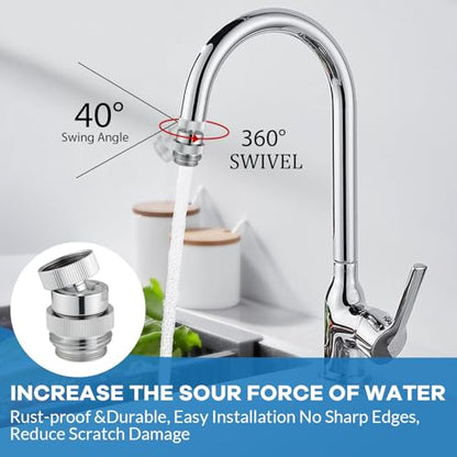 Sink Faucet to Garden Hose Adapter, Swivel Faucet Adapter Kit with Aerator, Multi-Thread Garden Hose Adapter for Kitchen & Bathroom, Chrome - style: Faucet Adapter-B