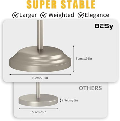 Toilet Paper Holder Floor Stand, Bathroom Freestanding Nickel | Toilet Tissue Roll Holder, Free Standing Rack with Storage, Weighted Base Accessories, SUS304 Stainless Steel Rustproof - color: Nickel