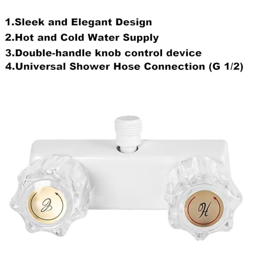 RV Shower Faucet with Shower head and Hose - Non-Metallic RV Shower Kit, On/Off Valve & Diverter, Handheld Shower Replacement for RV,5thWheels,Motorhomes,Travel Trailers,Campers（White） - color: White
