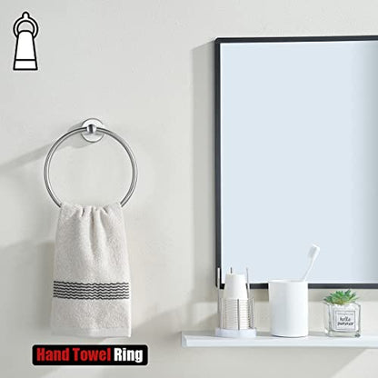 JQK Towel Ring, 304 Stainless Steel Hand Towel Holder for Bathroom, Brushed Finished Wall Mount, TR130-BN - color: Brushed